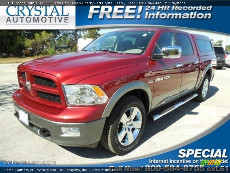 Deep Cherry Red Crystal Pearl / Dark Slate Gray/Medium Graystone 2011 Dodge Ram 1500 SLT Crew Cab