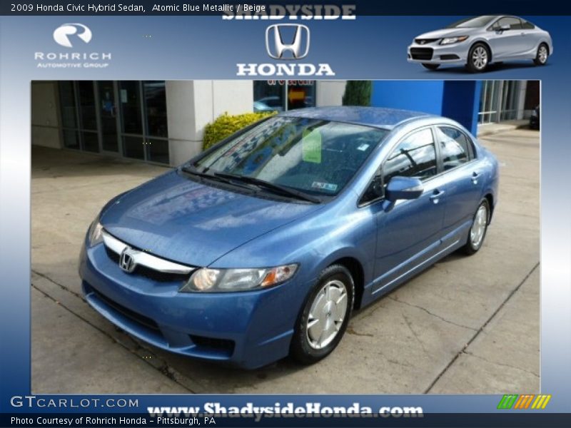 Atomic Blue Metallic / Beige 2009 Honda Civic Hybrid Sedan