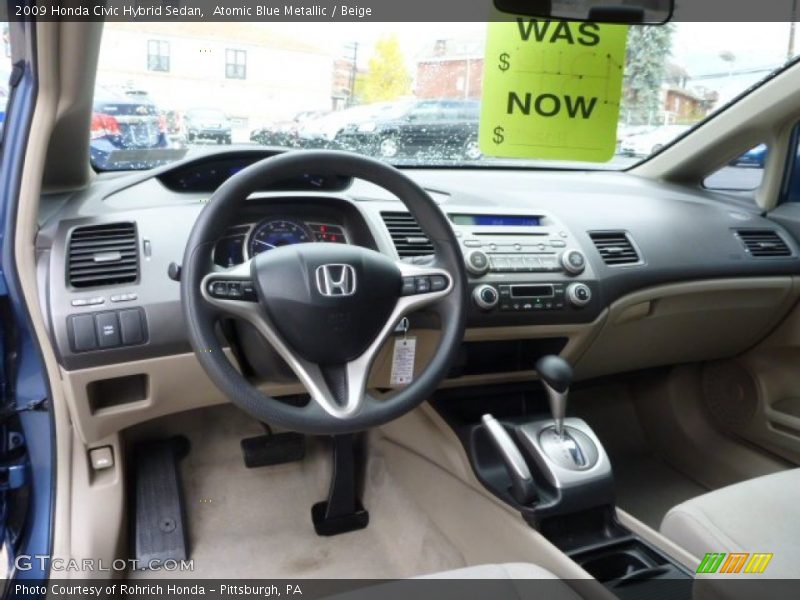 Atomic Blue Metallic / Beige 2009 Honda Civic Hybrid Sedan