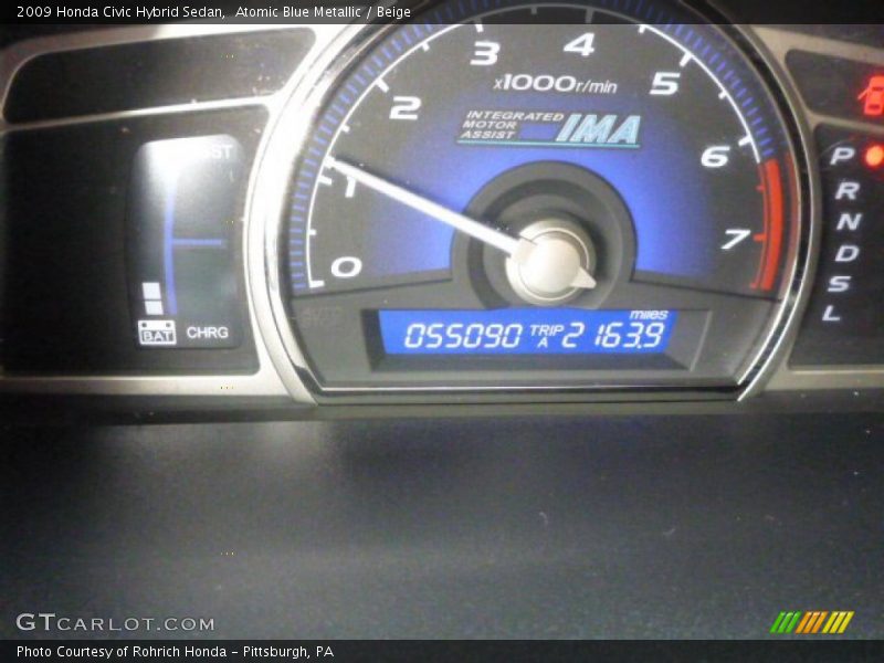 Atomic Blue Metallic / Beige 2009 Honda Civic Hybrid Sedan