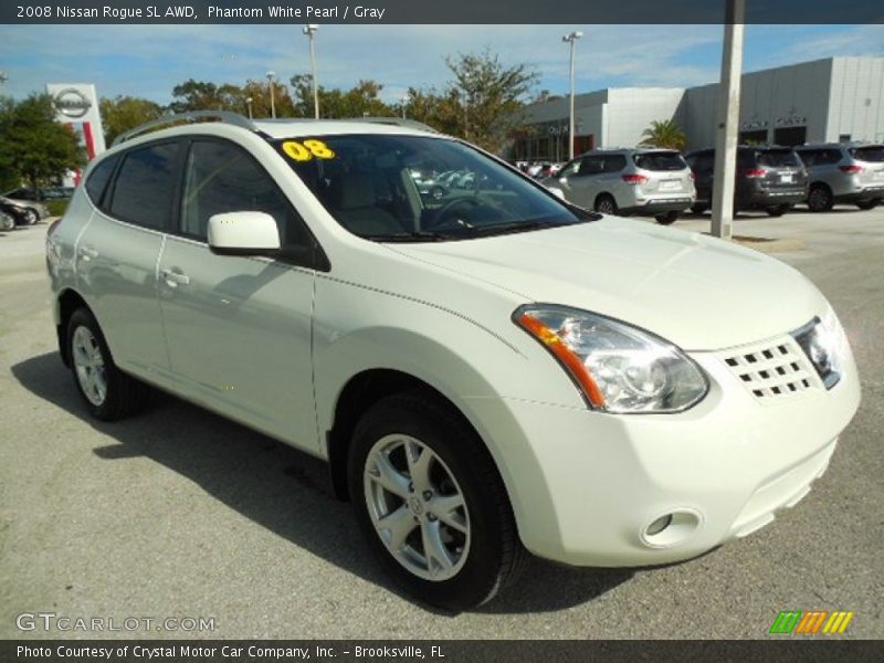 Phantom White Pearl / Gray 2008 Nissan Rogue SL AWD