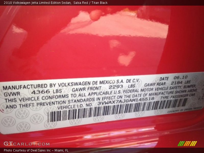Salsa Red / Titan Black 2010 Volkswagen Jetta Limited Edition Sedan