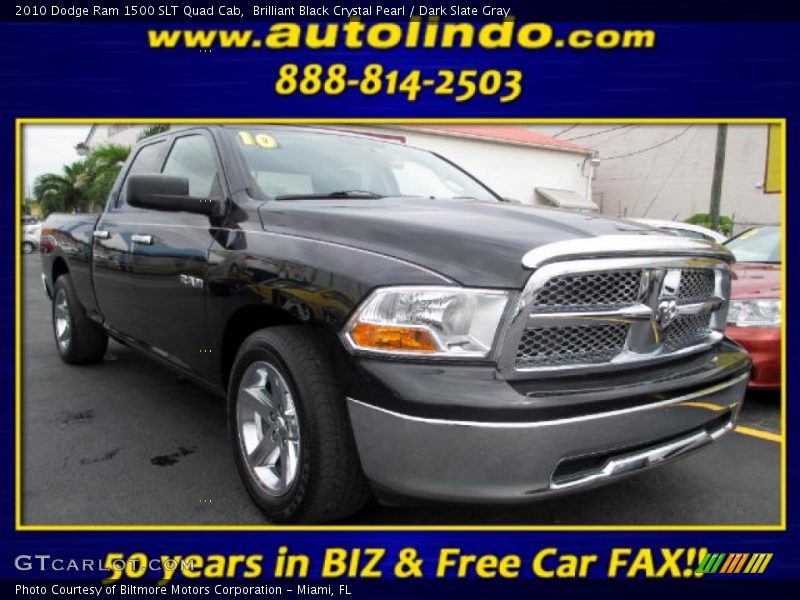 Brilliant Black Crystal Pearl / Dark Slate Gray 2010 Dodge Ram 1500 SLT Quad Cab