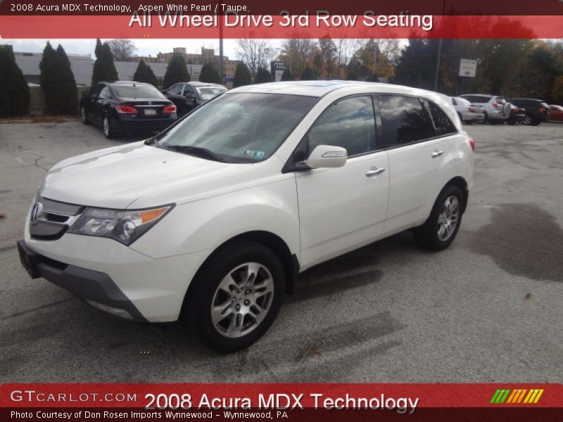 Aspen White Pearl / Taupe 2008 Acura MDX Technology