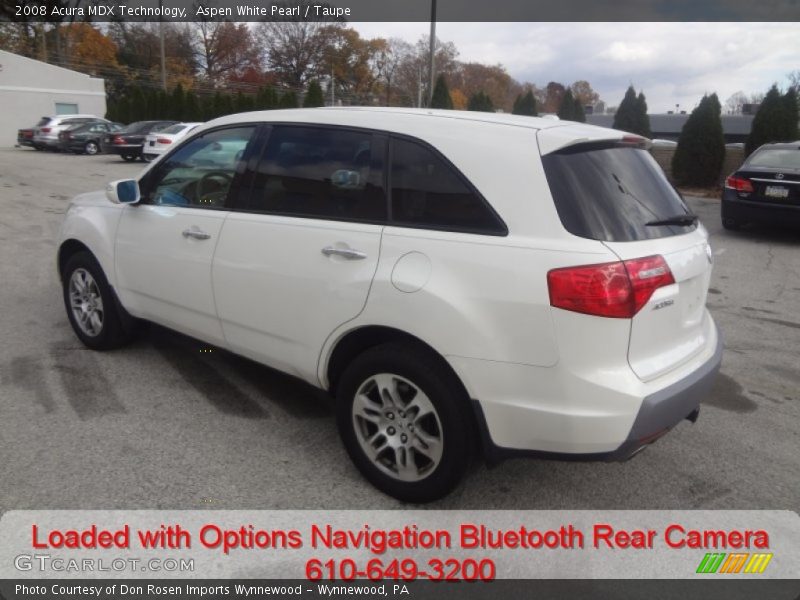 Aspen White Pearl / Taupe 2008 Acura MDX Technology
