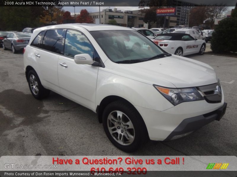 Aspen White Pearl / Taupe 2008 Acura MDX Technology