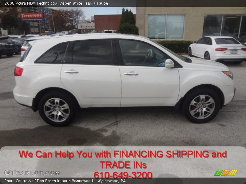 Aspen White Pearl / Taupe 2008 Acura MDX Technology