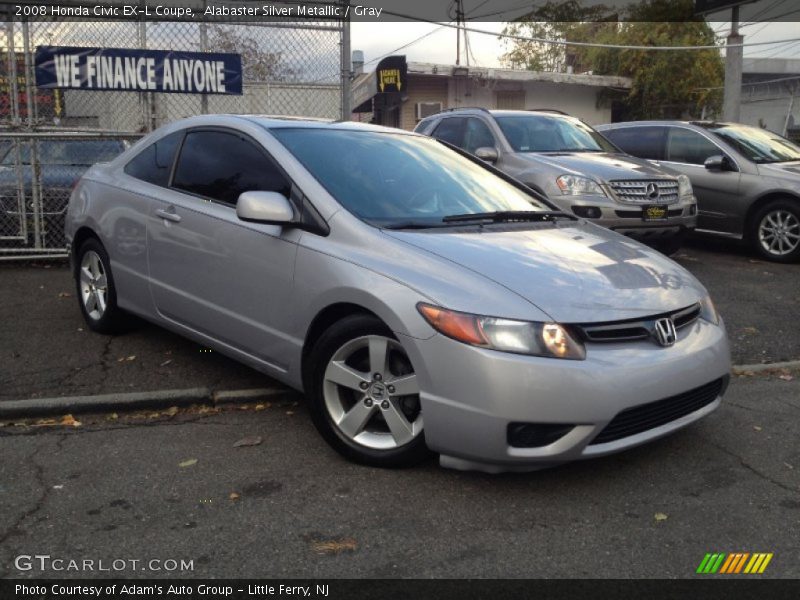 Alabaster Silver Metallic / Gray 2008 Honda Civic EX-L Coupe