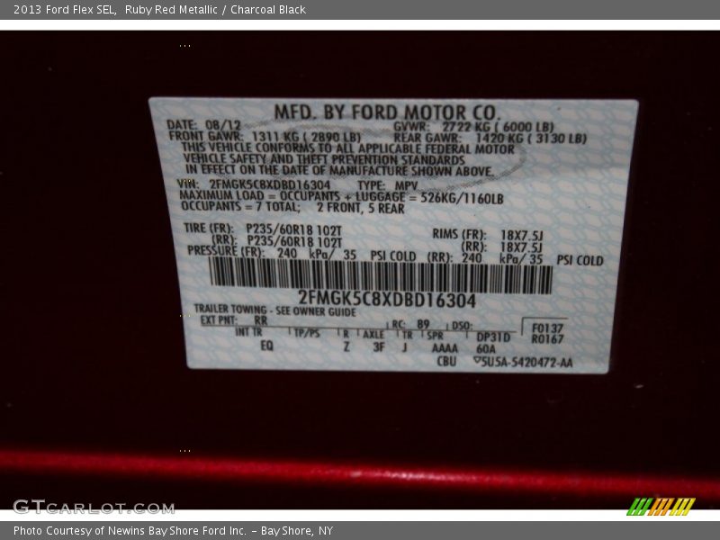 Ruby Red Metallic / Charcoal Black 2013 Ford Flex SEL