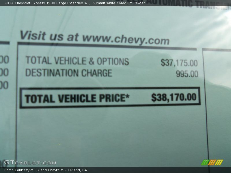 Summit White / Medium Pewter 2014 Chevrolet Express 3500 Cargo Extended WT