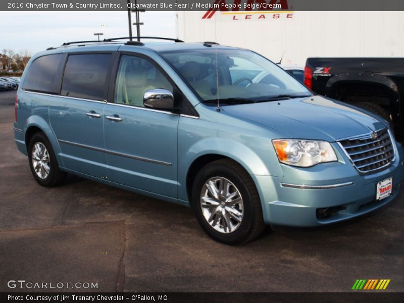 Clearwater Blue Pearl / Medium Pebble Beige/Cream 2010 Chrysler Town & Country Limited