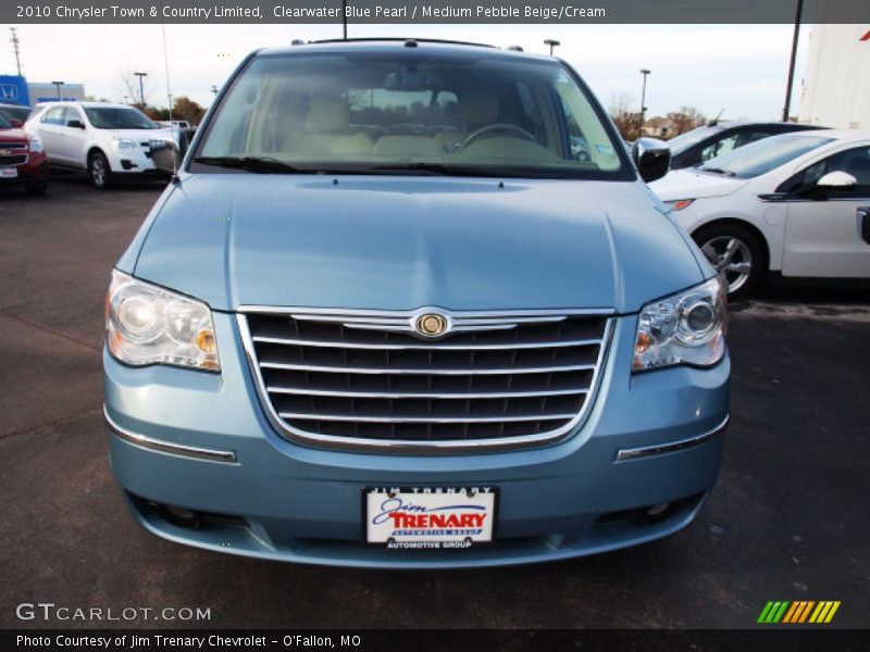 Clearwater Blue Pearl / Medium Pebble Beige/Cream 2010 Chrysler Town & Country Limited