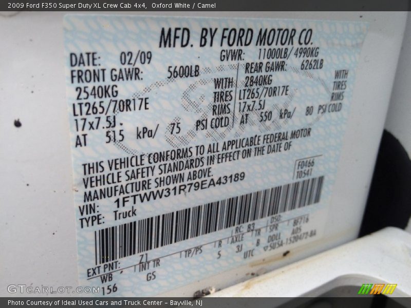 Oxford White / Camel 2009 Ford F350 Super Duty XL Crew Cab 4x4