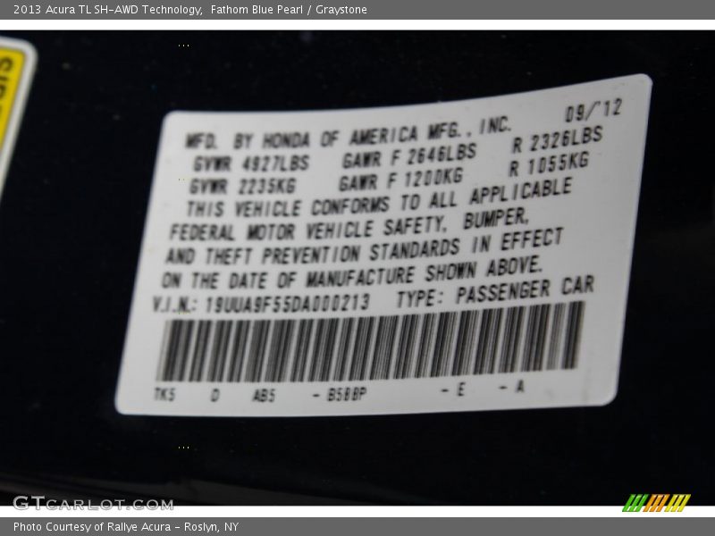 Fathom Blue Pearl / Graystone 2013 Acura TL SH-AWD Technology