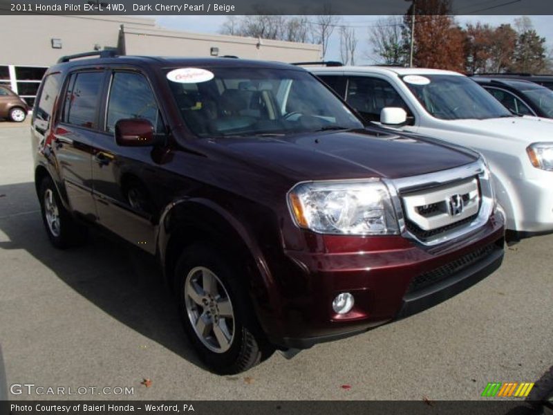 Dark Cherry Pearl / Beige 2011 Honda Pilot EX-L 4WD