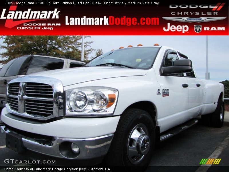 Bright White / Medium Slate Gray 2009 Dodge Ram 3500 Big Horn Edition Quad Cab Dually