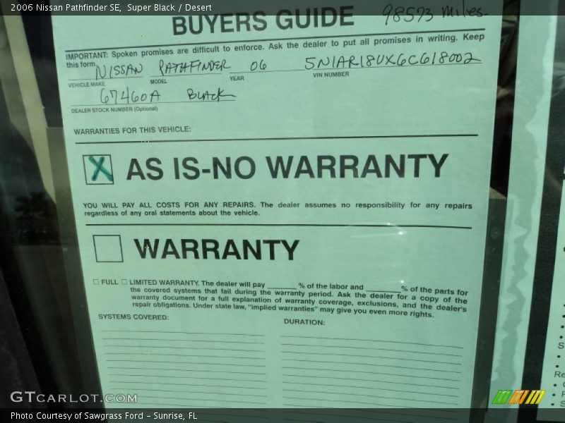 Super Black / Desert 2006 Nissan Pathfinder SE