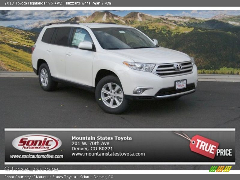 Blizzard White Pearl / Ash 2013 Toyota Highlander V6 4WD