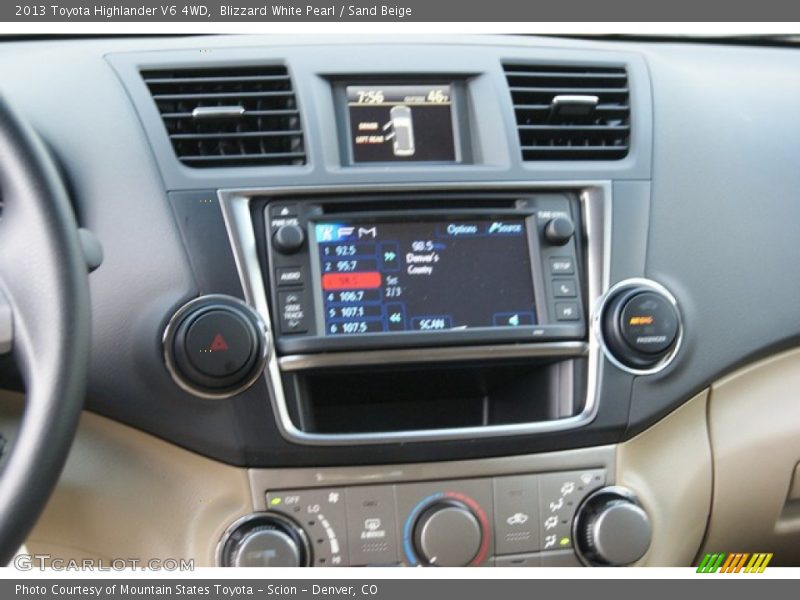 Blizzard White Pearl / Sand Beige 2013 Toyota Highlander V6 4WD