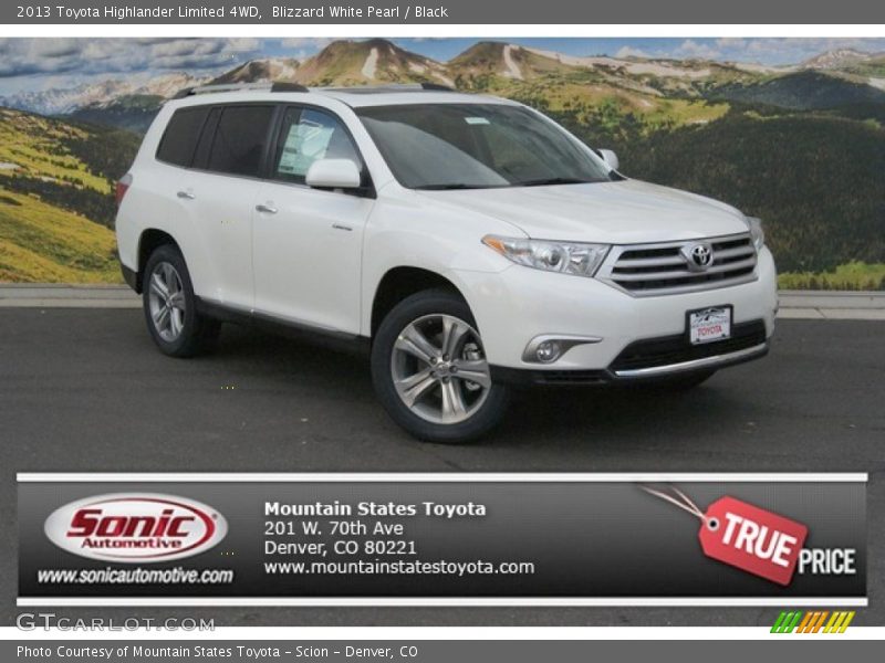 Blizzard White Pearl / Black 2013 Toyota Highlander Limited 4WD
