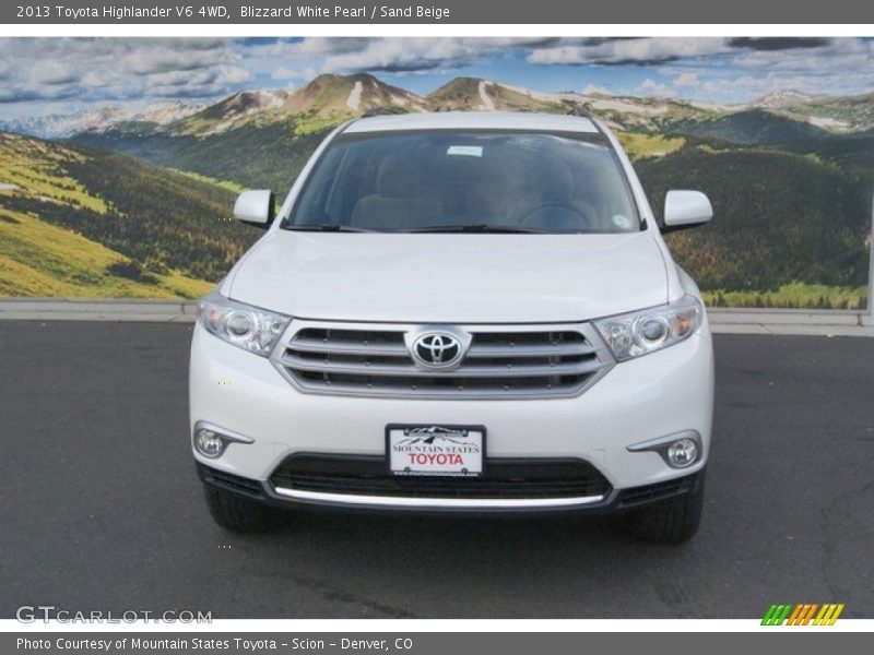 Blizzard White Pearl / Sand Beige 2013 Toyota Highlander V6 4WD