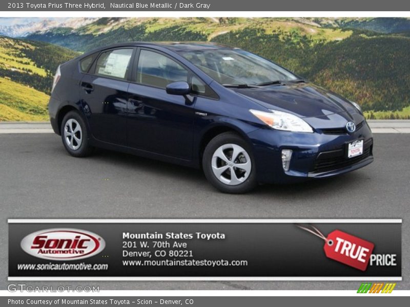 Nautical Blue Metallic / Dark Gray 2013 Toyota Prius Three Hybrid