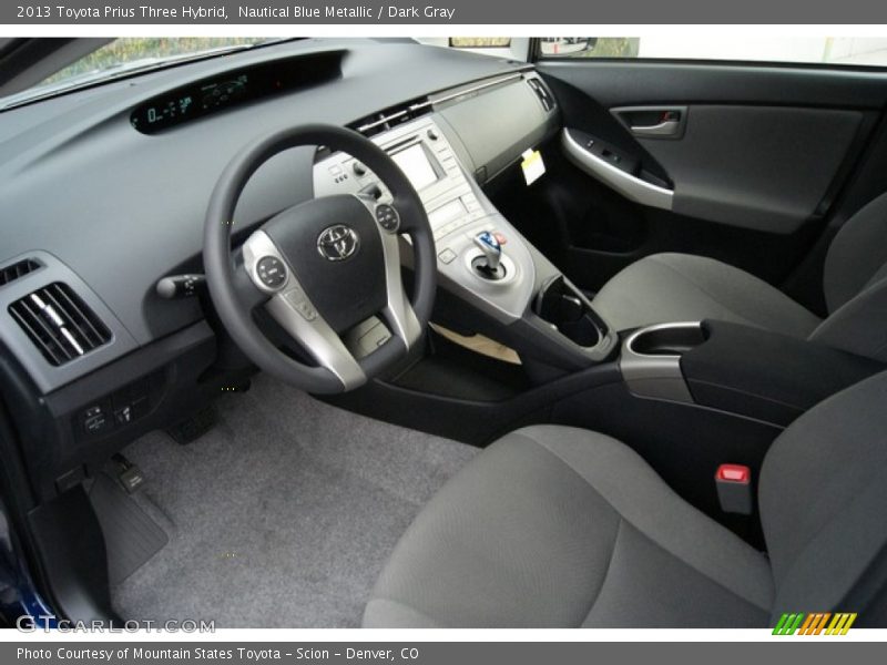 Nautical Blue Metallic / Dark Gray 2013 Toyota Prius Three Hybrid
