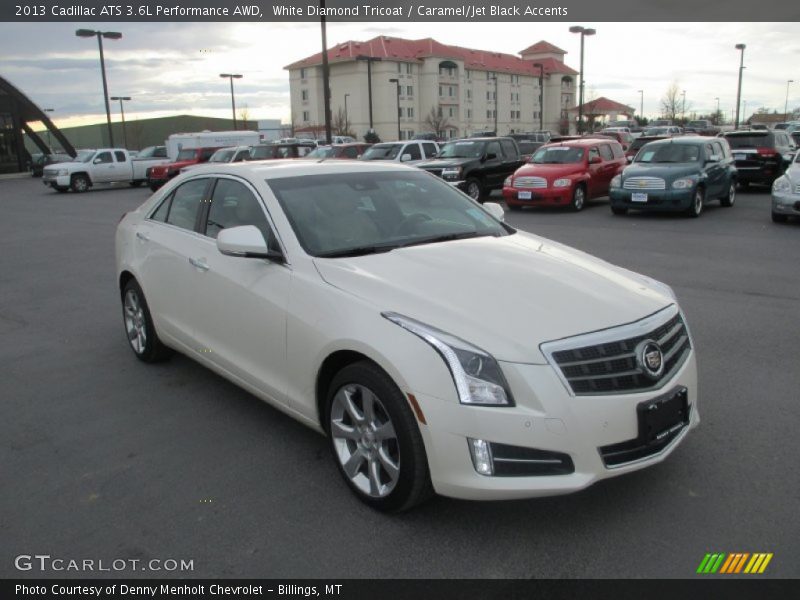 White Diamond Tricoat / Caramel/Jet Black Accents 2013 Cadillac ATS 3.6L Performance AWD