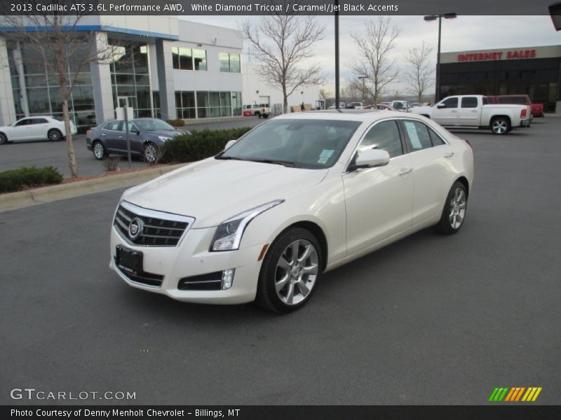 White Diamond Tricoat / Caramel/Jet Black Accents 2013 Cadillac ATS 3.6L Performance AWD