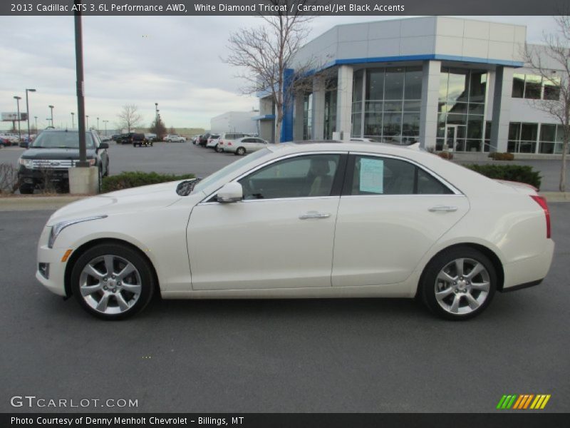 White Diamond Tricoat / Caramel/Jet Black Accents 2013 Cadillac ATS 3.6L Performance AWD