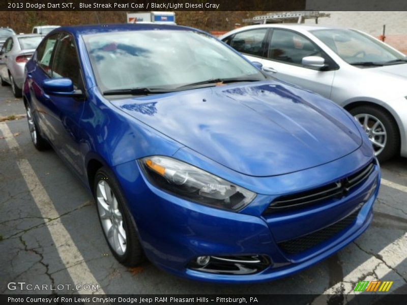 Blue Streak Pearl Coat / Black/Light Diesel Gray 2013 Dodge Dart SXT