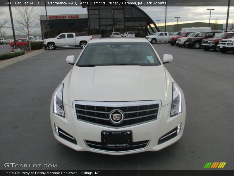 White Diamond Tricoat / Caramel/Jet Black Accents 2013 Cadillac ATS 3.6L Performance AWD