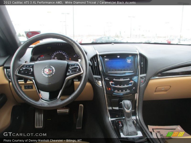 White Diamond Tricoat / Caramel/Jet Black Accents 2013 Cadillac ATS 3.6L Performance AWD