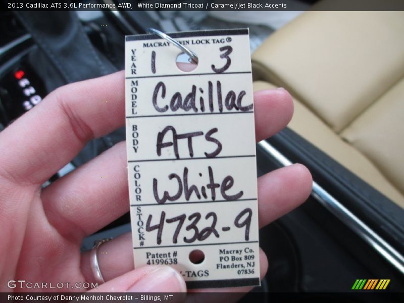 White Diamond Tricoat / Caramel/Jet Black Accents 2013 Cadillac ATS 3.6L Performance AWD