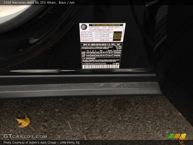 Black / Ash 2006 Mercedes-Benz ML 350 4Matic
