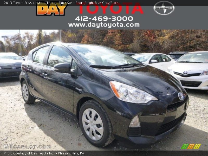 Black Sand Pearl / Light Blue Gray/Black 2013 Toyota Prius c Hybrid Three