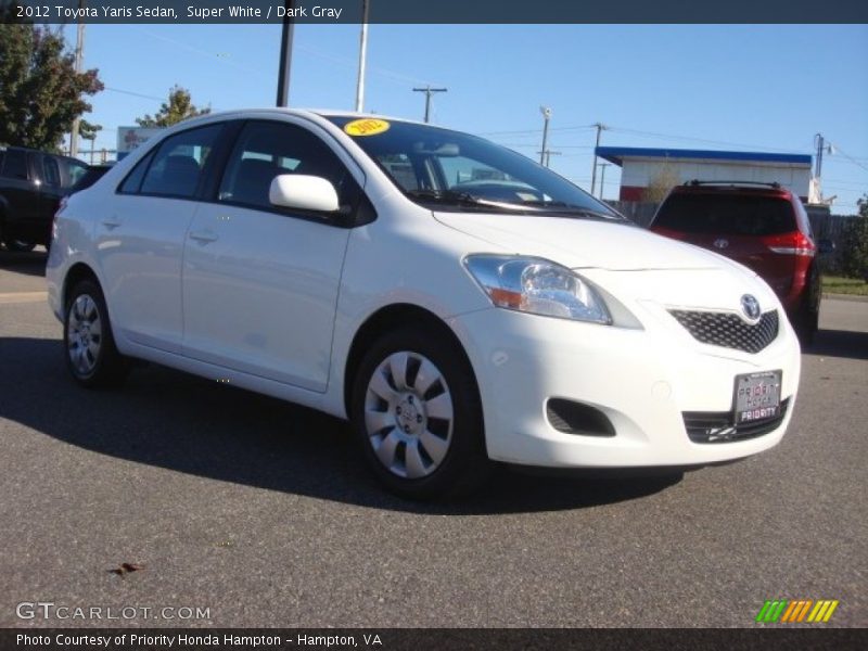 Super White / Dark Gray 2012 Toyota Yaris Sedan