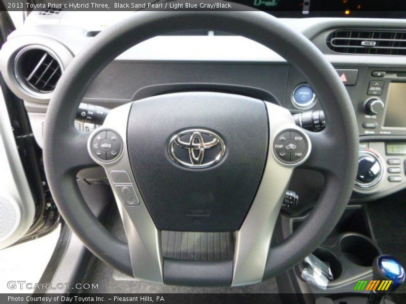 Black Sand Pearl / Light Blue Gray/Black 2013 Toyota Prius c Hybrid Three