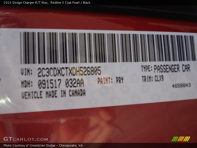 Redline 3 Coat Pearl / Black 2013 Dodge Charger R/T Max