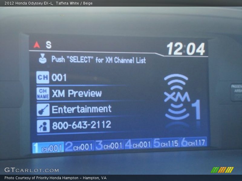 Taffeta White / Beige 2012 Honda Odyssey EX-L