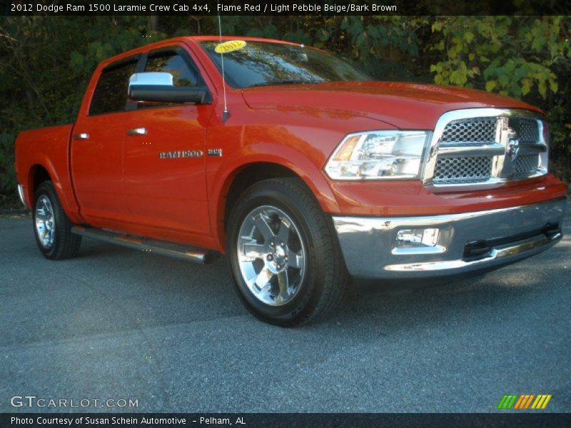 Flame Red / Light Pebble Beige/Bark Brown 2012 Dodge Ram 1500 Laramie Crew Cab 4x4
