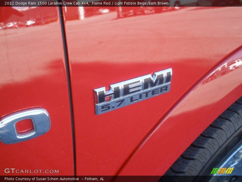 Flame Red / Light Pebble Beige/Bark Brown 2012 Dodge Ram 1500 Laramie Crew Cab 4x4