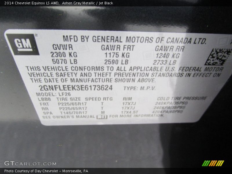Ashen Gray Metallic / Jet Black 2014 Chevrolet Equinox LS AWD