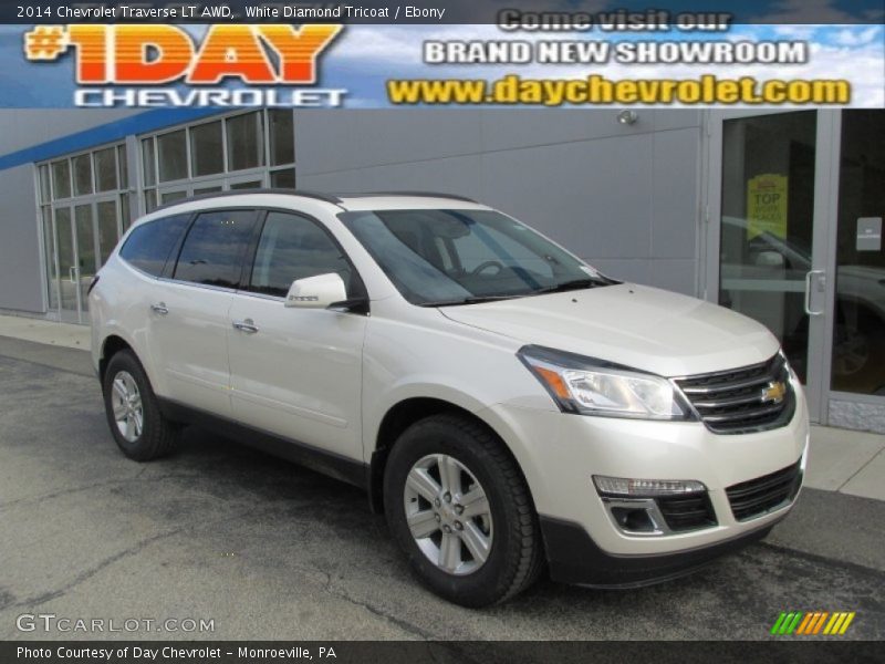 White Diamond Tricoat / Ebony 2014 Chevrolet Traverse LT AWD