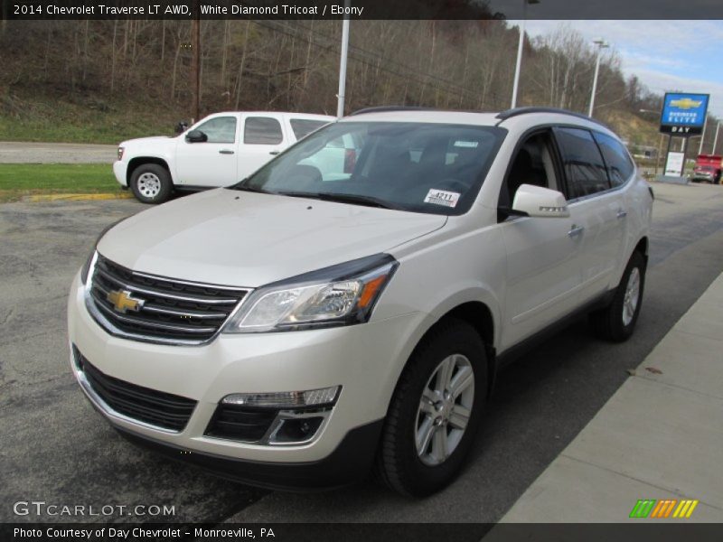 White Diamond Tricoat / Ebony 2014 Chevrolet Traverse LT AWD