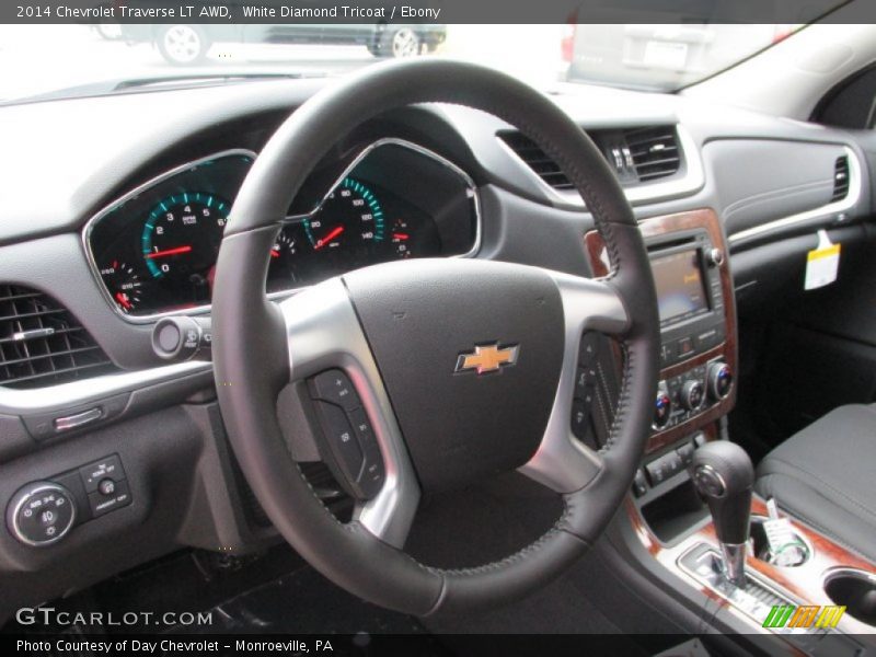 White Diamond Tricoat / Ebony 2014 Chevrolet Traverse LT AWD