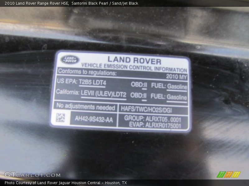 Santorini Black Pearl / Sand/Jet Black 2010 Land Rover Range Rover HSE