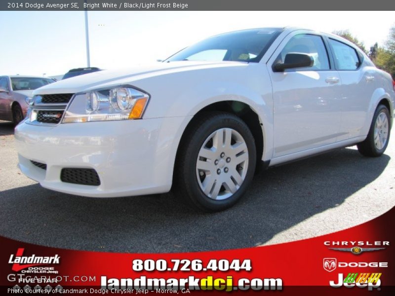 Bright White / Black/Light Frost Beige 2014 Dodge Avenger SE