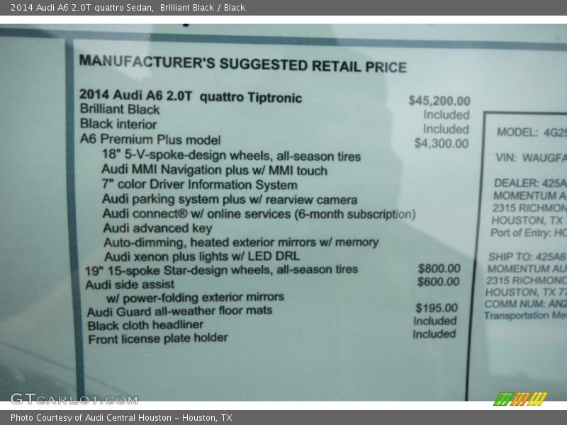 Brilliant Black / Black 2014 Audi A6 2.0T quattro Sedan