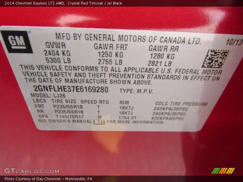 Crystal Red Tintcoat / Jet Black 2014 Chevrolet Equinox LTZ AWD